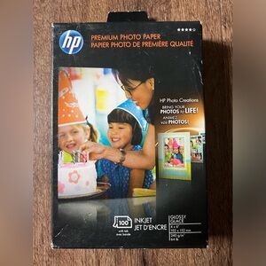 NIB HP Premium Inkjet Photo Paper White High Gloss Inkjet 4x6 100 Sheets